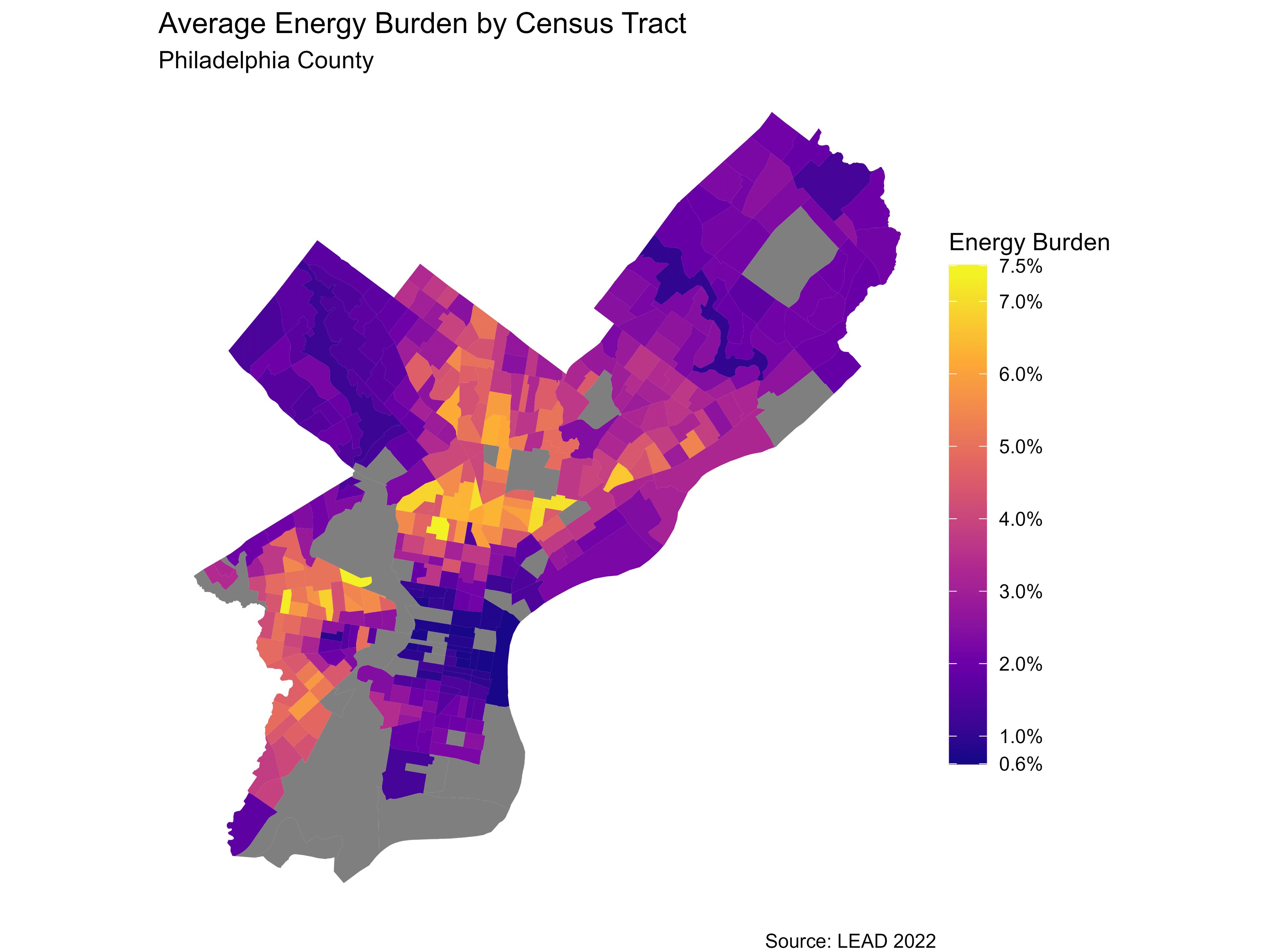 Average Energy Burden by Census Tract, Philadelphia County